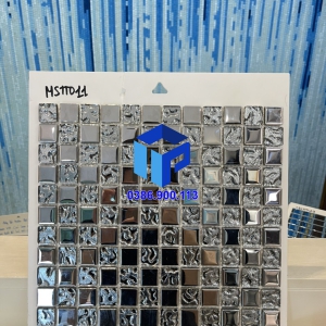 Gạch Mosaic Thủy tinh tĩnh điện bạc 23x23mm MSTT 011