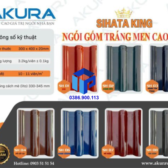 Ngói màu tráng men akura sihata king