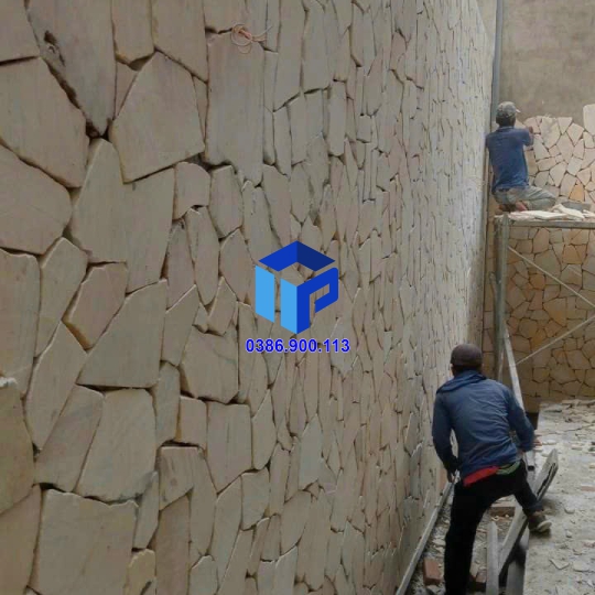 Đá rối vàng, đá chẻ vàng ốp tường