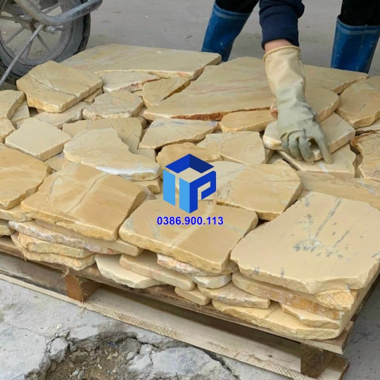 Đá rối vàng, đá chẻ vàng ốp tường