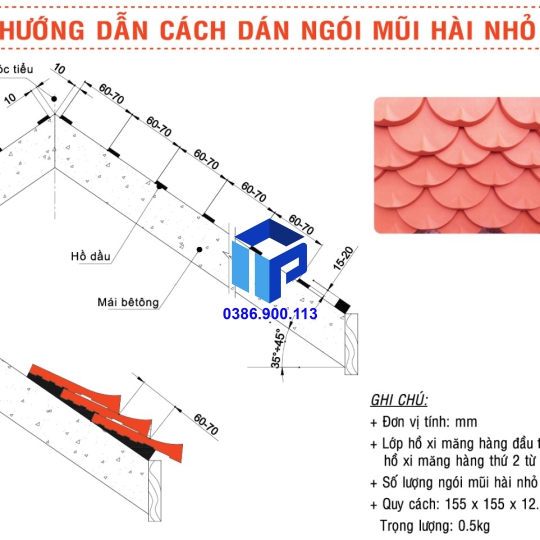 ngói mũi hài  nhỏ đất nung