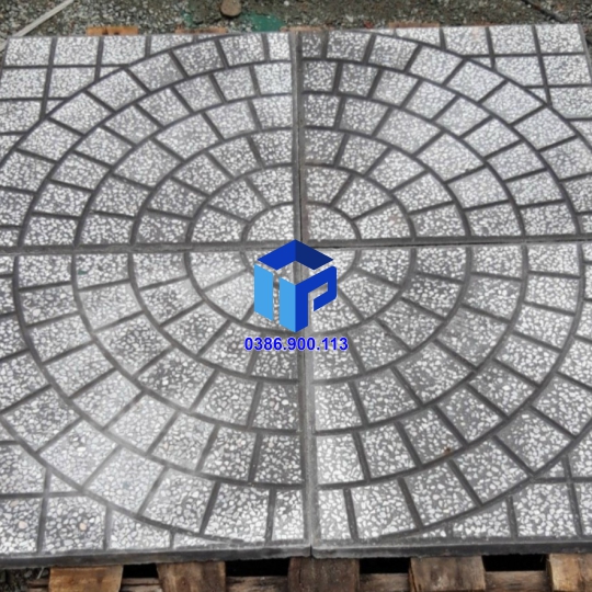 Gạch Lát Vỉa Hè 40x40 Terrazzo Cánh Quạt Xám