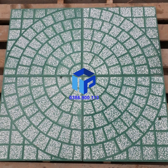 Gạch Lát Vỉa Hè 40x40 Terrazzo Cánh Quạt Xanh