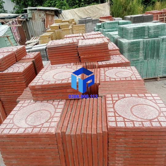 Gạch Vỉa Hè 40x40 Terrazzo mặt trăng Đỏ