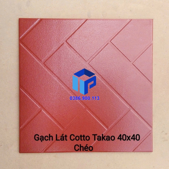 Gạch lát 40×40cm màu đỏ định hình chéo TaKao